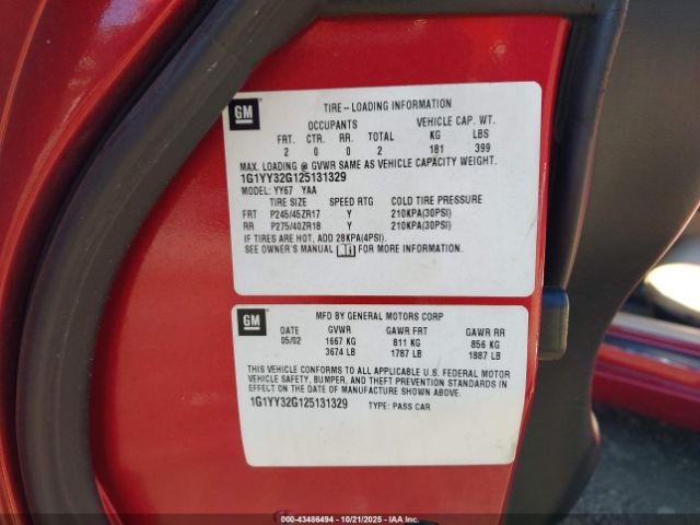 2002 CHEVROLET CORVETTE 1G1YY32G125131329 Photo 8