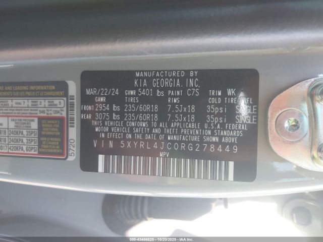 2024 KIA SORENTO 5XYRL4JC0RG278449 Photo 8