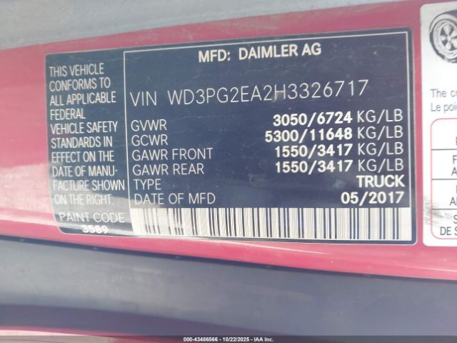 2017 MERCEDES-BENZ METRIS WD3PG2EA2H3326717 Photo 8