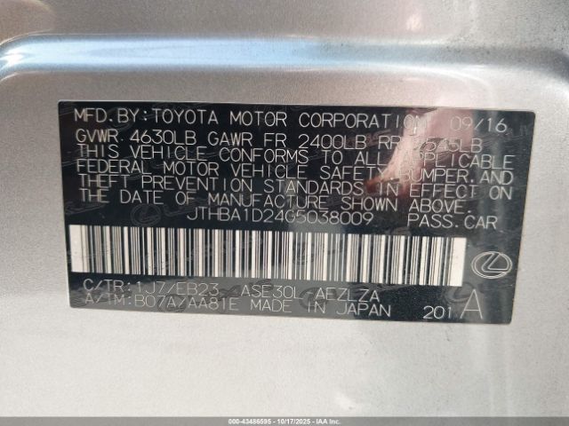 2016 LEXUS IS 200T JTHBA1D24G5038009 Photo 8