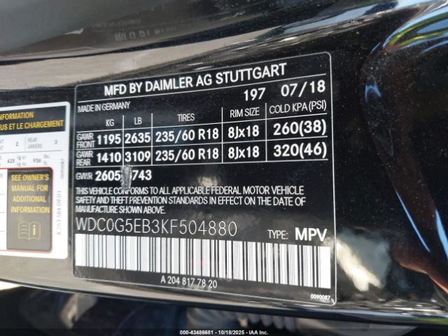2019 MERCEDES-BENZ GLC 350E WDC0G5EB3KF504880 Photo 8