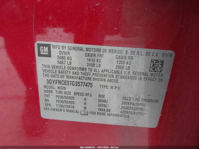 2016 CADILLAC SRX 3GYFNCE37GS577475 Photo 8