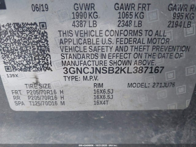 2019 CHEVROLET TRAX 3GNCJNSB2KL387167 Photo 8