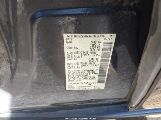 2011 NISSAN XTERRA 5N1AN0NW1BC521566 Photo 8