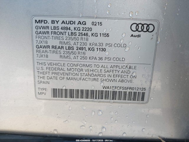 2015 AUDI Q3 WA1EFCFS5FR012125 Photo 8