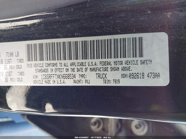 RAM 1500 2019 1C6SRFFTXKN668534 Image 9