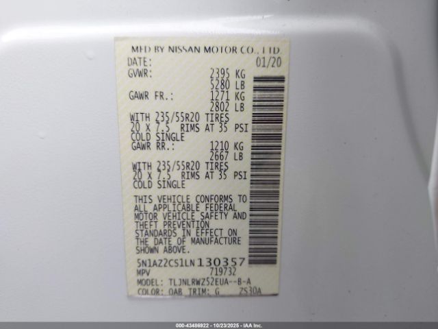 2020 NISSAN MURANO 5N1AZ2CS1LN130357 Photo 8