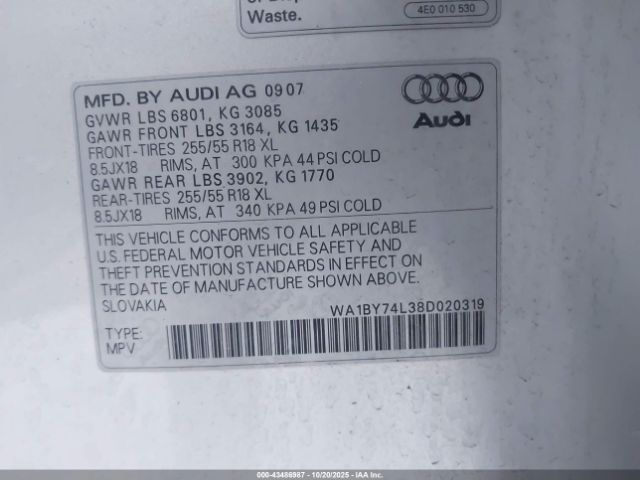 2008 AUDI Q7 WA1BY74L38D020319 Photo 8