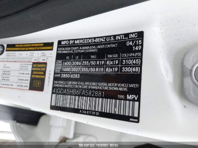 2015 MERCEDES-BENZ ML 350 4JGDA5HB6FA582881 Photo 8