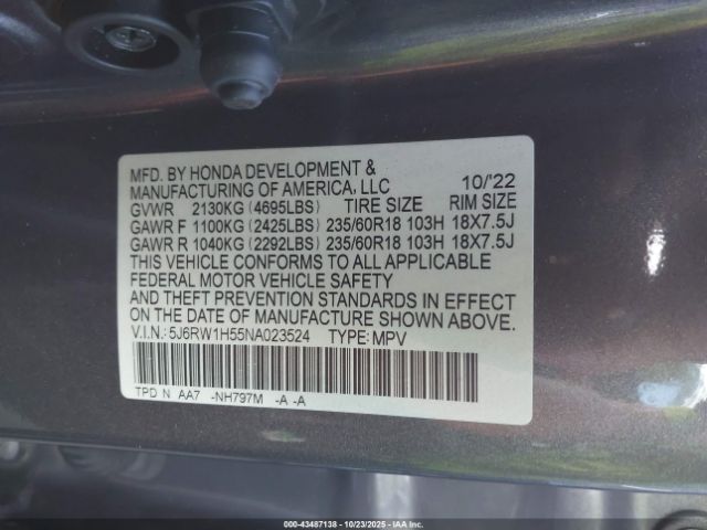 2022 HONDA CR-V 5J6RW1H55NA023524 Photo 8