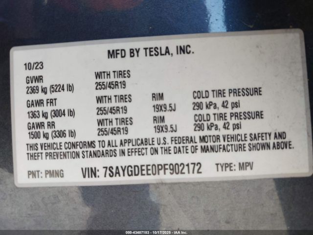 2023 TESLA MODEL Y 7SAYGDEE0PF902172 Photo 8