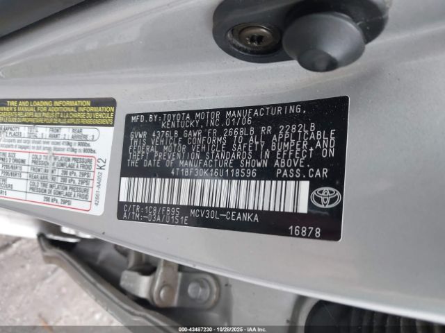2006 TOYOTA CAMRY 4T1BF30K16U118596 Photo 8