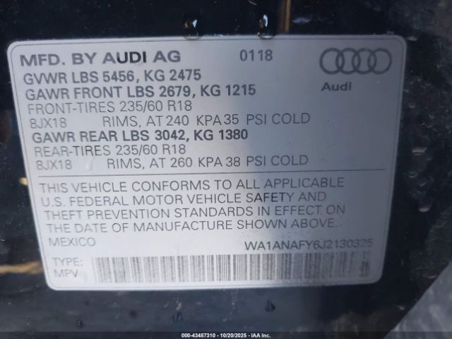 2018 AUDI Q5 WA1ANAFY6J2130325 Photo 8