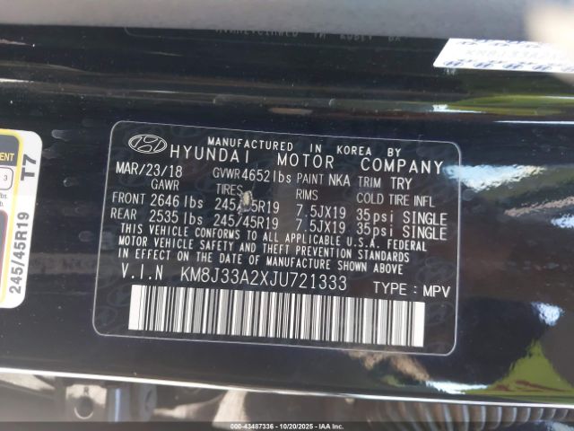 2018 HYUNDAI TUCSON KM8J33A2XJU721333 Photo 8
