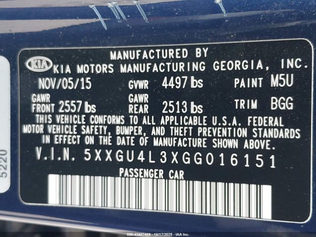 2016 KIA OPTIMA 5XXGU4L3XGG016151 Photo 8