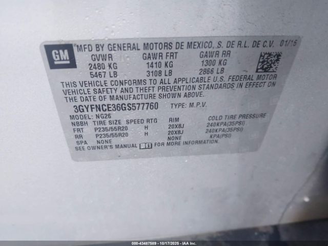 2016 CADILLAC SRX 3GYFNCE36GS577760 Photo 8