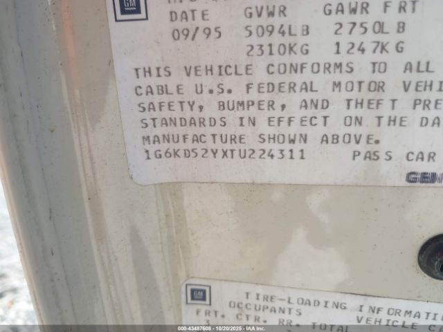 1996 CADILLAC DEVILLE 1G6KD52YXTU224311 Photo 8