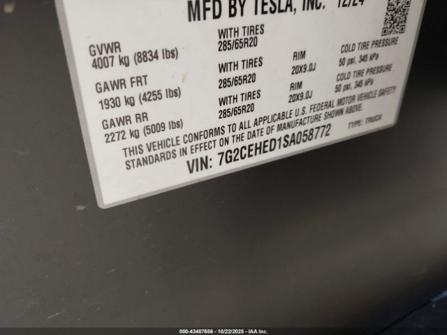 2025 TESLA CYBERTRUCK 7G2CEHED1SA058772 Photo 8
