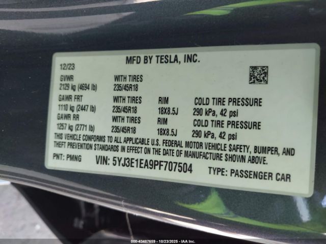 2023 TESLA MODEL 3 5YJ3E1EA9PF707504 Photo 8
