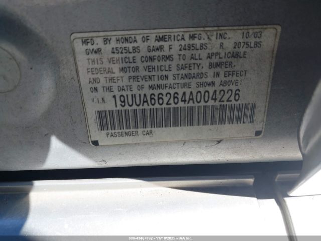2004 ACURA TL 19UUA66264A004226 Photo 8