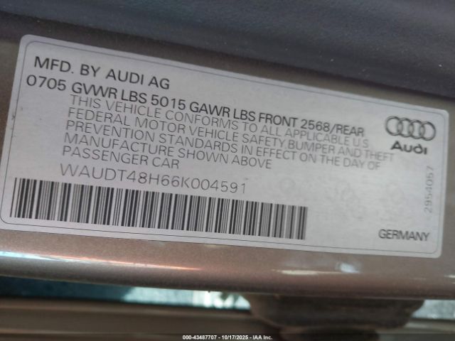 2006 AUDI A4 WAUDT48H66K004591 Photo 8