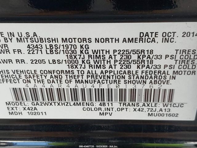 2015 MITSUBISHI OUTLANDER SPORT 4A4AR4AU4FE013762 Photo 8