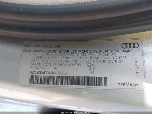 2016 AUDI A6 WAUGFAFC6GN180356 Photo 8