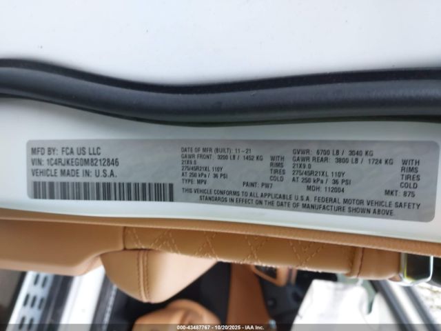 2021 JEEP GRAND CHEROKEE L 1C4RJKEG0M8212846 Photo 8