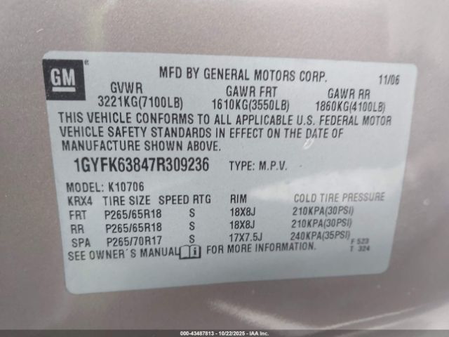 2007 CADILLAC ESCALADE 1GYFK63847R309236 Photo 8