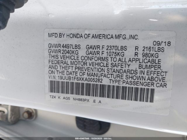 2019 ACURA TLX 19UUB1F6XKA005282 Photo 8