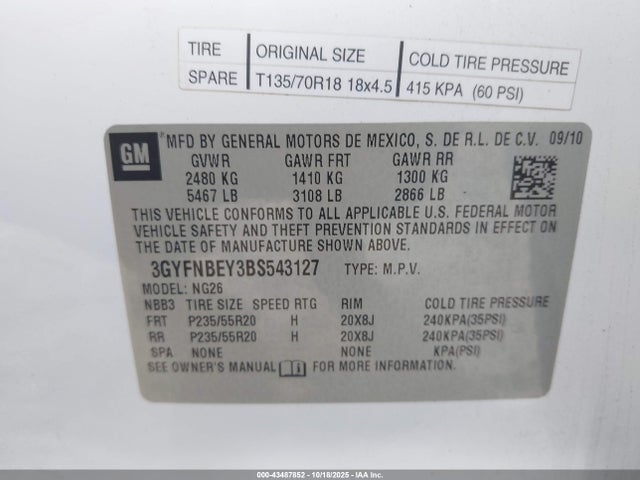 2011 CADILLAC SRX 3GYFNBEY3BS543127 Photo 8