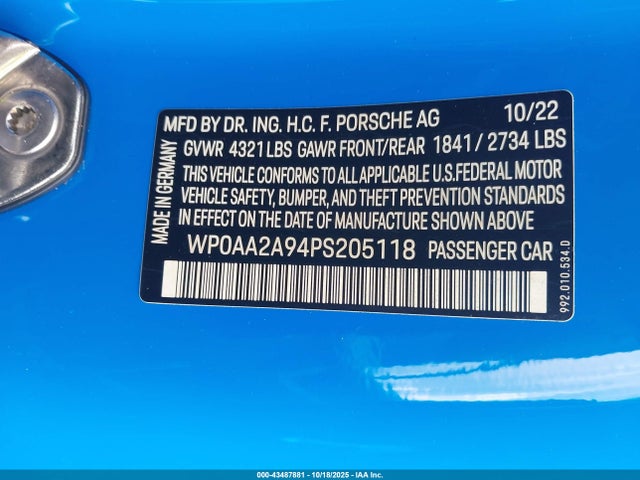 2023 PORSCHE 911 WP0AA2A94PS205118 Photo 8