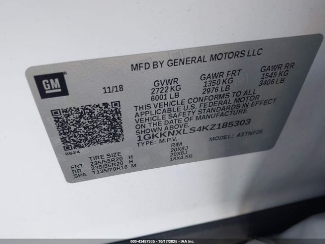 2019 GMC ACADIA 1GKKNXLS4KZ185303 Photo 8