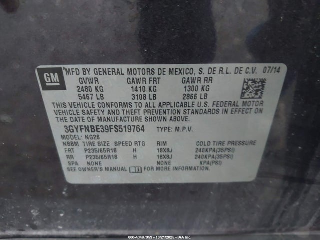 2015 CADILLAC SRX 3GYFNBE39FS519764 Photo 8