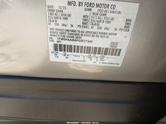 Продаж на аукціоні авто 2023 Ford Police Interceptor Utility, vin: 1FM5K8AB0PGB37340, номер лоту: 43488097