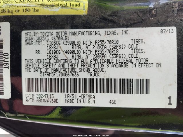 2013 TOYOTA TUNDRA 5TFRM5F17DX067636 Photo 8