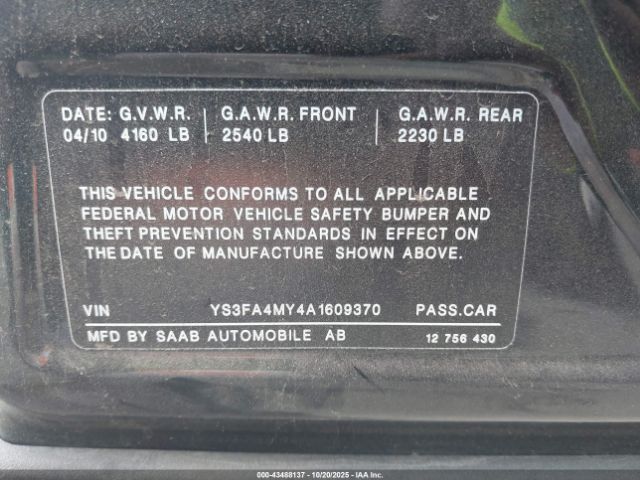 2010 SAAB 9-3 YS3FA4MY4A1609370 Photo 8