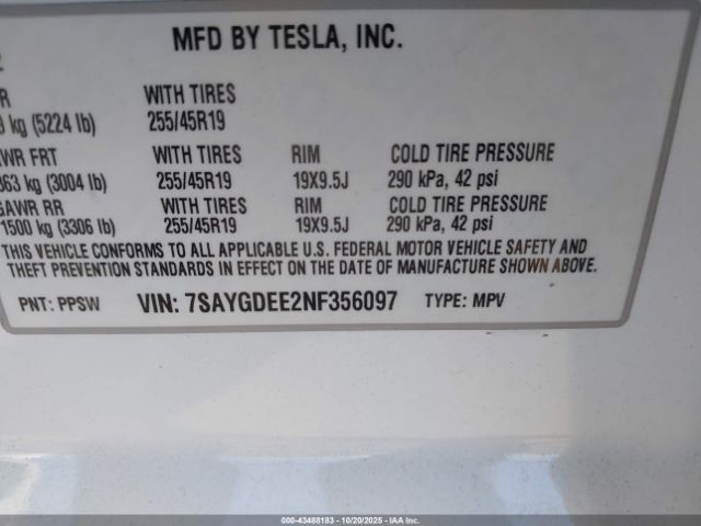 2022 TESLA MODEL Y 7SAYGDEE2NF356097 Photo 8