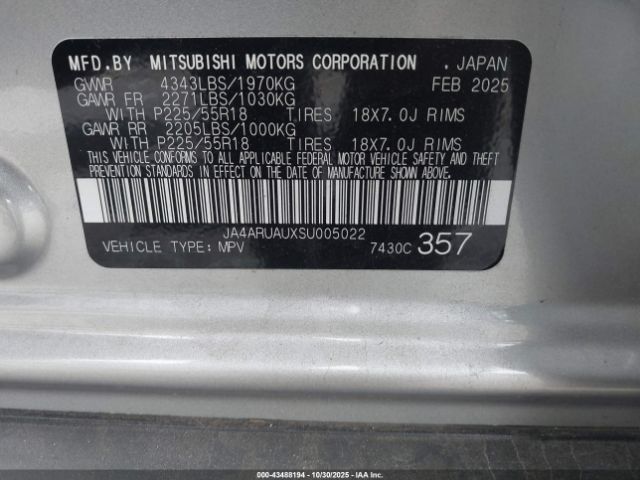 2025 MITSUBISHI OUTLANDER SPORT JA4ARUAUXSU005022 Photo 8