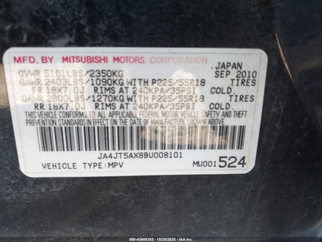 2011 MITSUBISHI OUTLANDER JA4JT5AX8BU008101 Photo 8