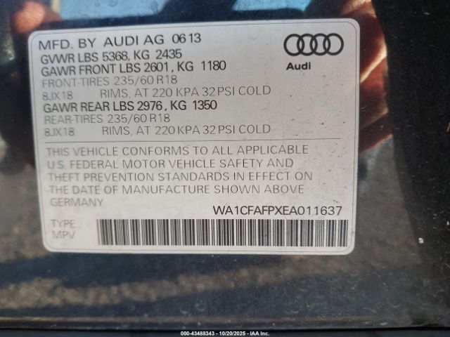 2014 AUDI Q5 WA1CFAFPXEA011637 Photo 8