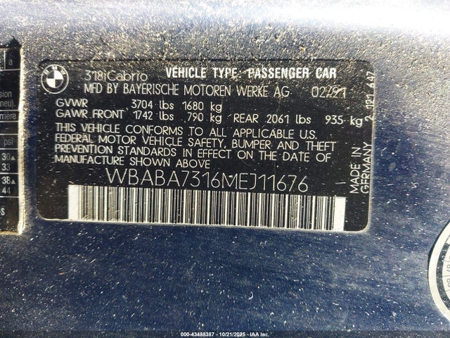 1991 BMW 318 WBABA7316MEJ11676 Photo 8