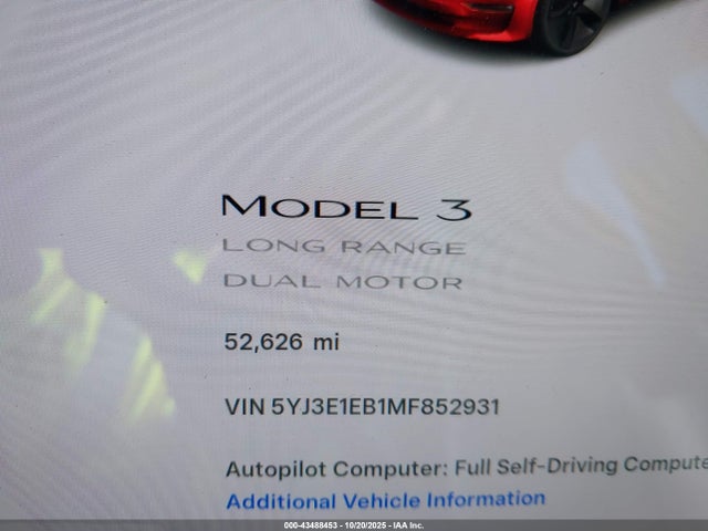 2021 TESLA MODEL 3 5YJ3E1EB1MF852931 Photo 6