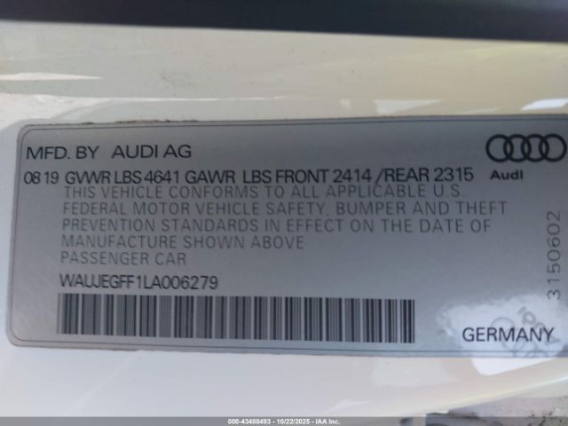2020 AUDI A3 WAUJEGFF1LA006279 Photo 8