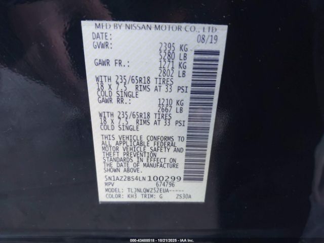 2020 NISSAN MURANO 5N1AZ2BS4LN100299 Photo 8