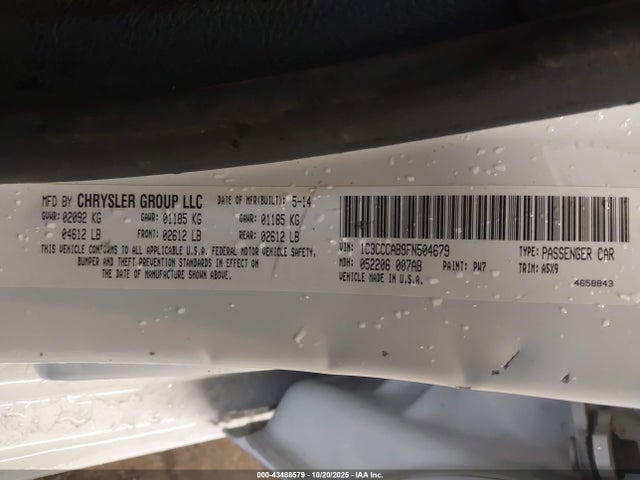 43488579 :رقم المزاد ، 1C3CCCAB9FN504679 vin ، 2015 Chrysler 200 Limited مزاد بيع