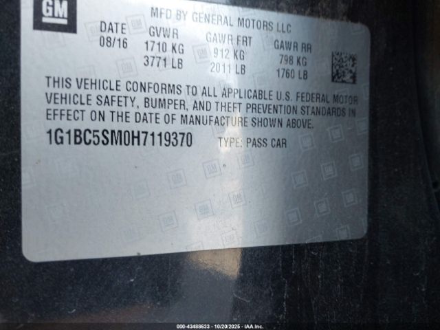 2017 CHEVROLET CRUZE 1G1BC5SM0H7119370 Photo 8