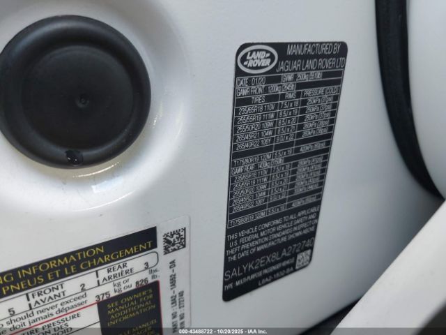 2020 LAND ROVER RANGE ROVER VELAR SALYK2EX8LA272740 Photo 8