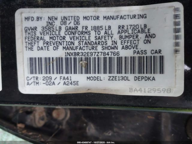 2007 TOYOTA COROLLA 1NXBR32E97Z784766 Photo 8