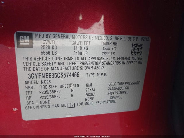 2012 CADILLAC SRX 3GYFNEE35CS574466 Photo 8